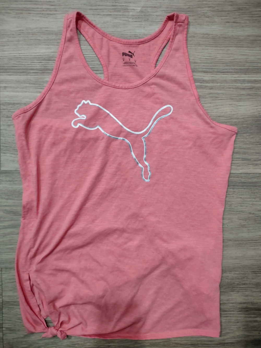 Puma Coral Pink Racerback Tank with White Logo